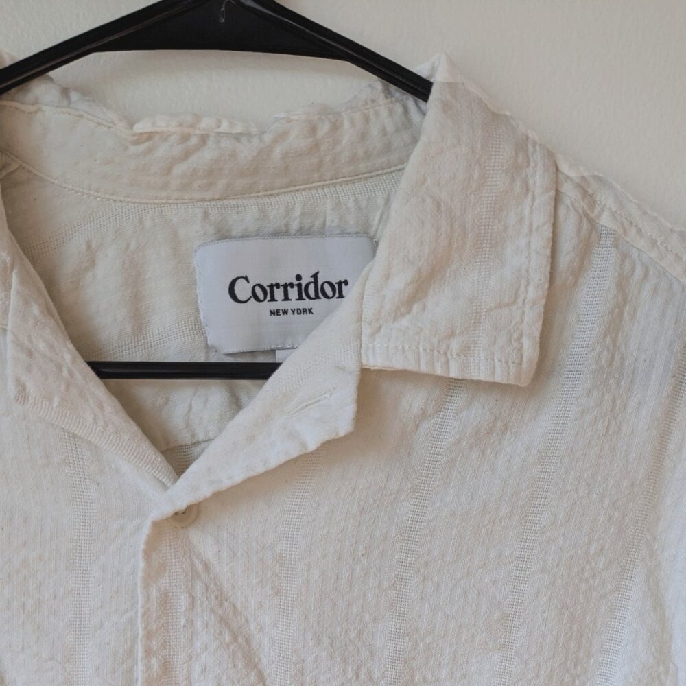 Corridor Striped Seersucker Shirt White
